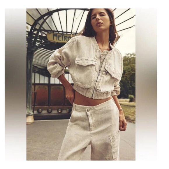 NEW Zara The Alana Linen Pant - Light Asymmetric Waist Cargo Pants (Size S) - Picture 2 of 6